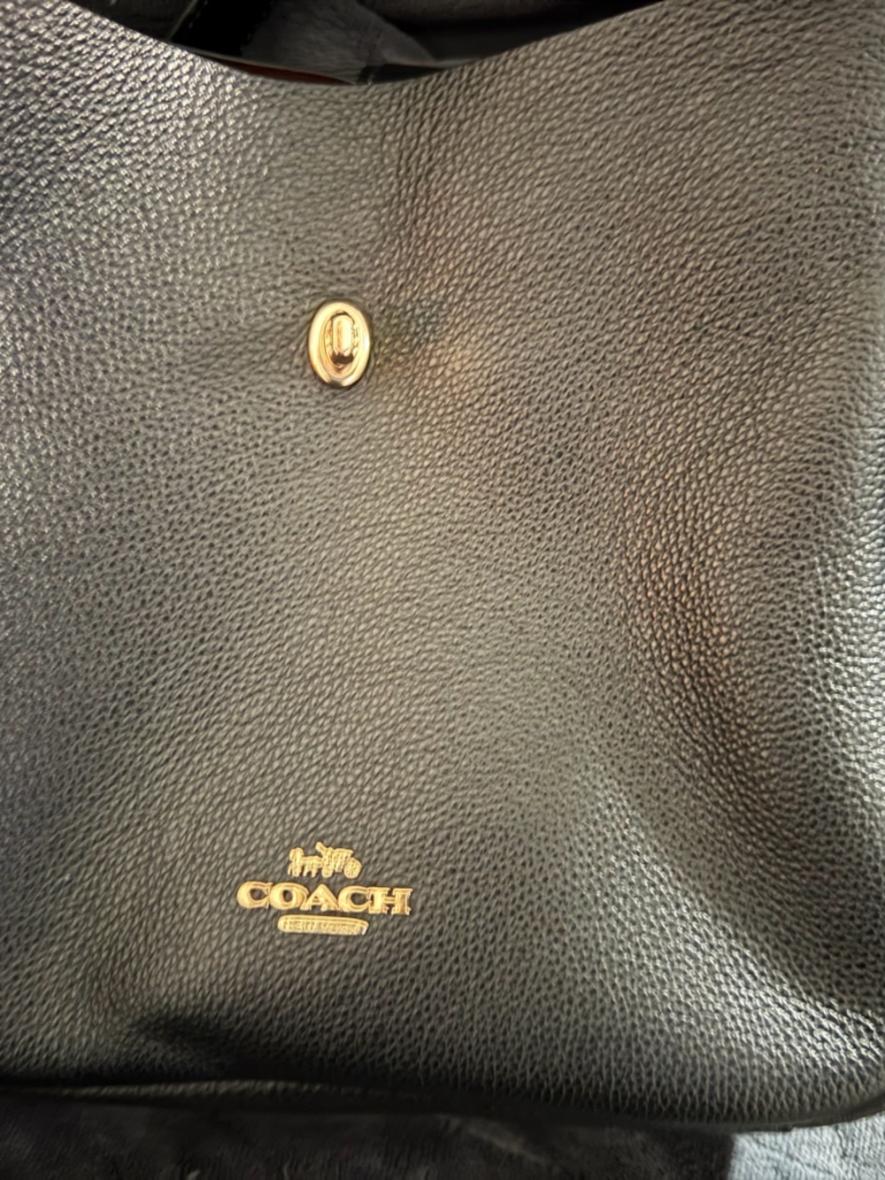 Coach Black Leather Shoulder Bag with Gold Accents - Picture 2 of 4